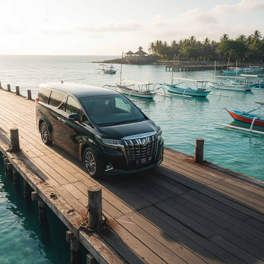 Luxury Bali harbor transfer - premium vehicle at Bali pier