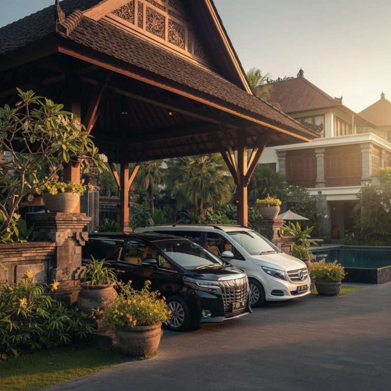 Bali VIP Transfer luxury fleet - Alphard and Mercedes V-Class at Bali hotel