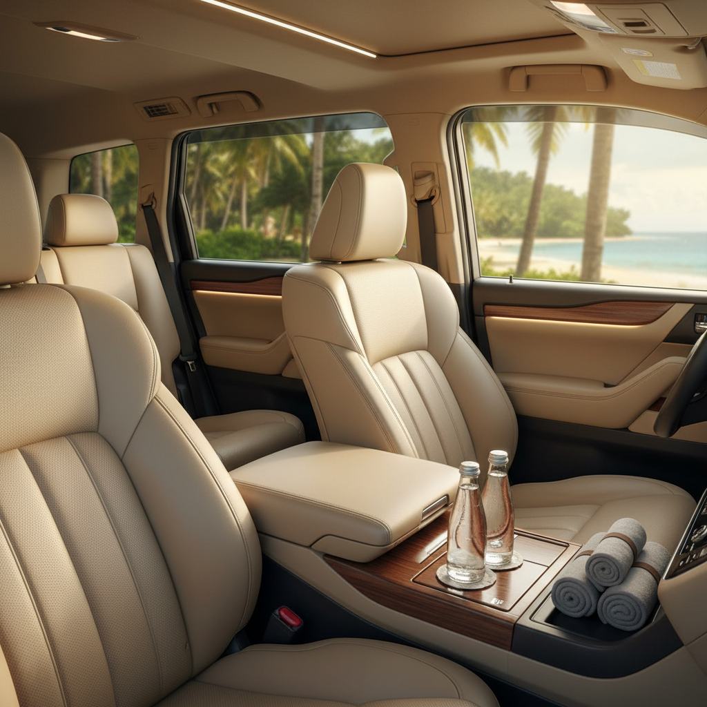 Luxury vehicle interior - premium amenities in Bali VIP Transfer