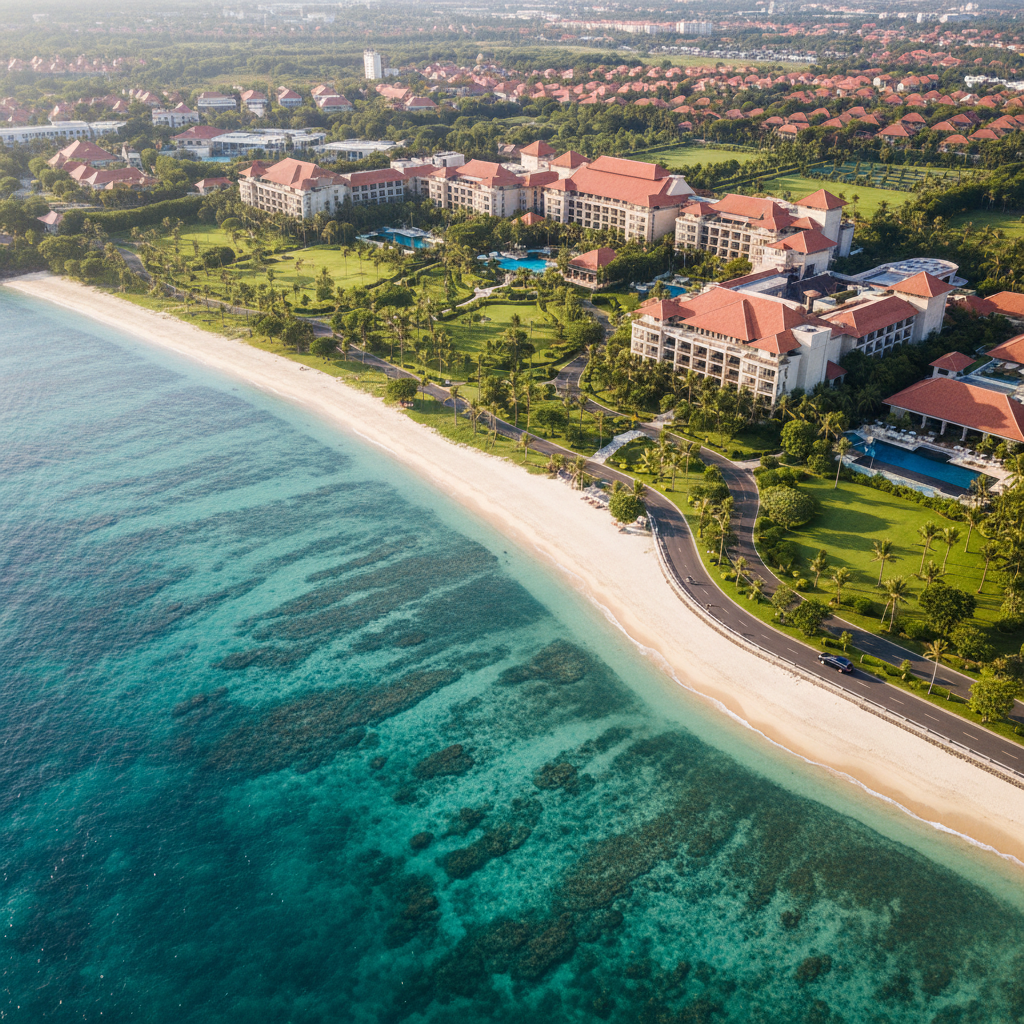 Aerial view of Nusa Dua luxury resort area Bali